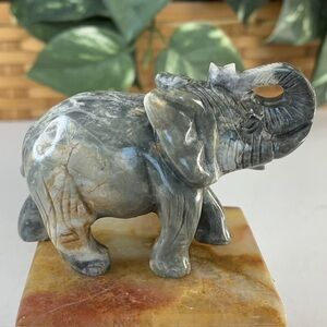 Picasso Jasper Stone Carved Elephant Figurine Animal Carving Polished Statue 3.2